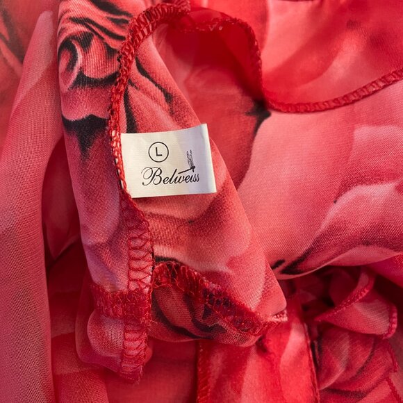 Vintage Red CoverUp Roses Dress - Picture 7 of 8